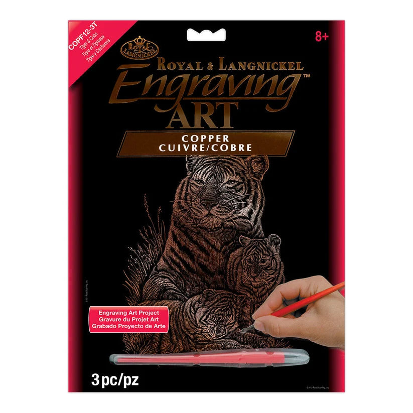 Copper Foil Engraving Art Set - Tiger & Cubs