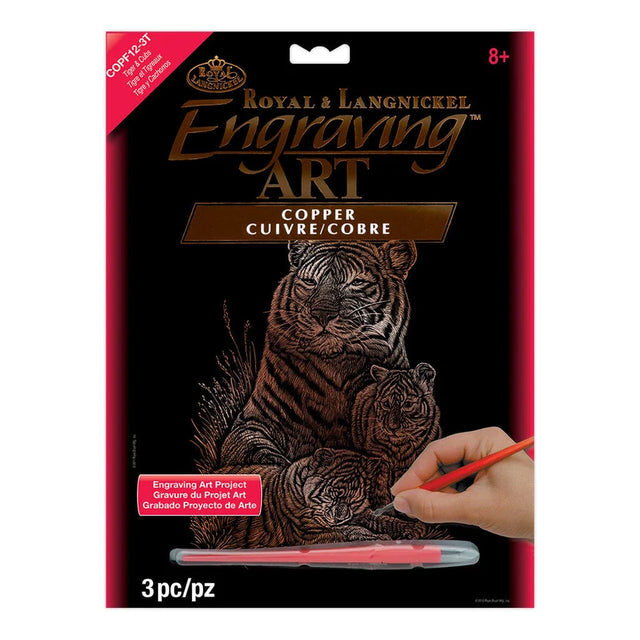 Copper Foil Engraving Art Set - Tiger & Cubs