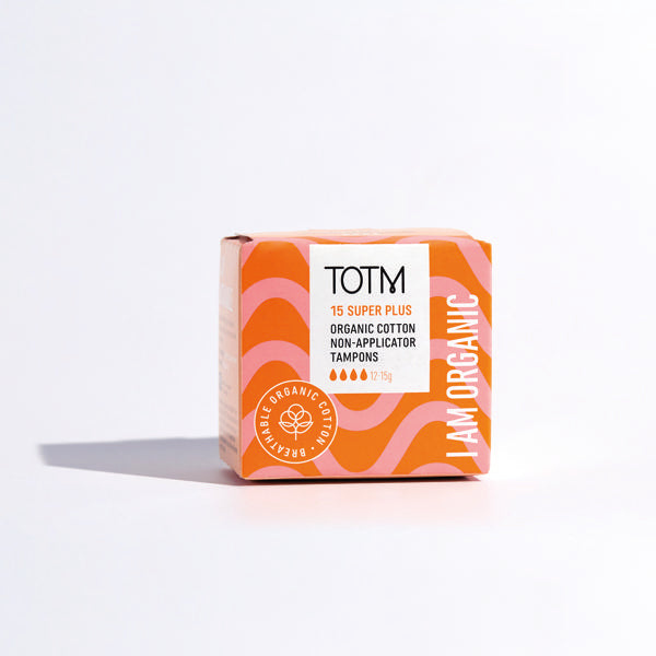 TOTM Organic Cotton Non-Applicator Tampon Super+ (Pack of 15) 0606009