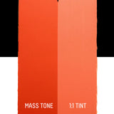 Two vertical Cadmium-Free Red Light stripes with 'Mass Tone' and '1:1 Tint' text on a white background.