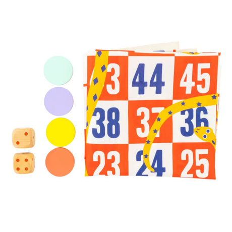 Colorful number blocks and dice on a white background