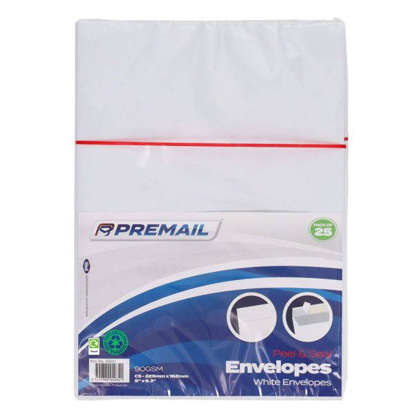 Premail C5 Peel & Seal Envelopes - White (Pkt.25)