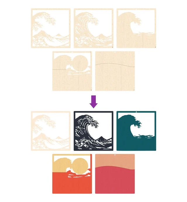 Splat Planet Wood Art Kit - Great Wave