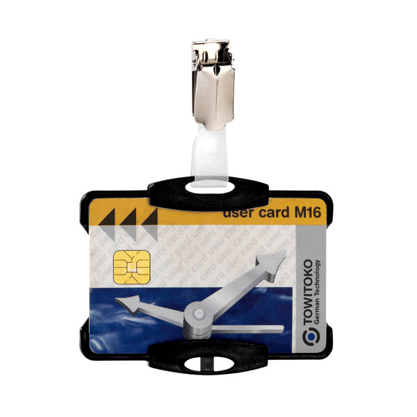 Durable Dual Security Pass Holder with Clip 54x85mm Black (Pack of 25) 8118/01