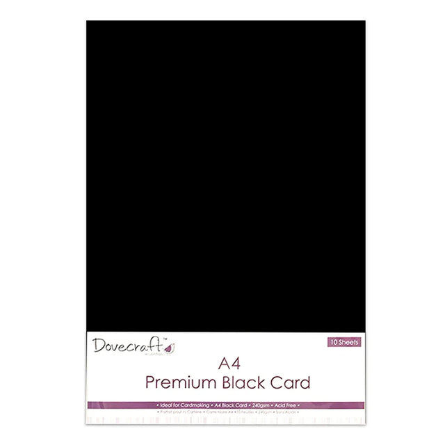 Dovecraft Premium A4 Card 240gsm - Black (10 Sheets)