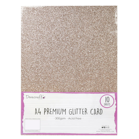 A4 Glitter Card Light 300gsm - Rose Gold (10 Sheets)