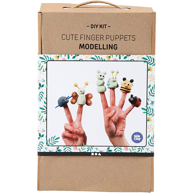 Boxed DIY kit for making cute finger puppets with illustrations on the front.