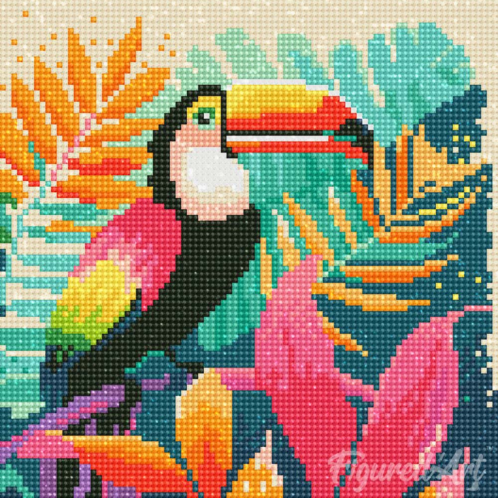 Diamond Art Kit Tropical Toucan 25x25cm