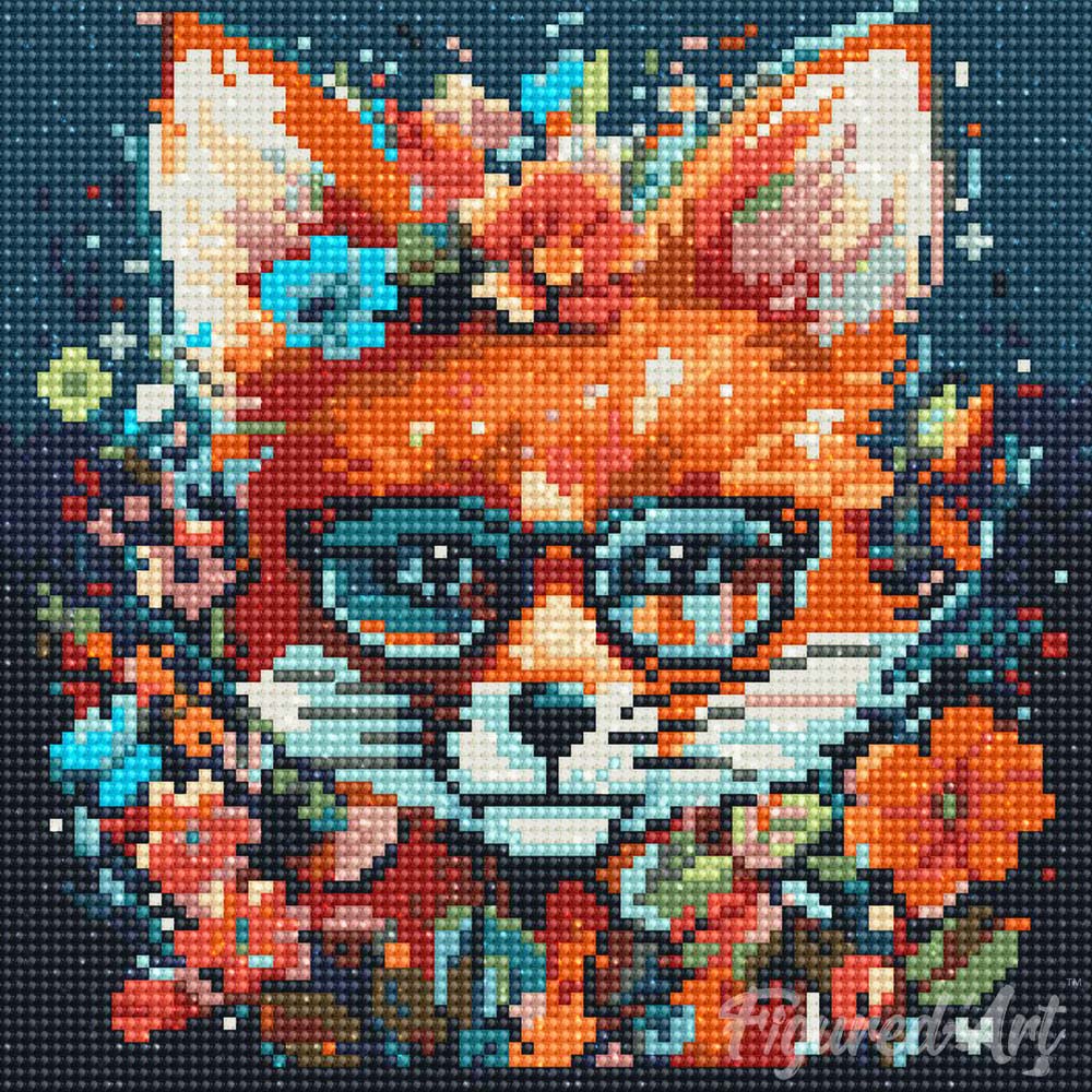 Diamond Art Kit 25x25cm -  Fantasy Fox & Flowers