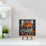 Diamond Art Kit 25x25cm -  Fantasy Fox & Flowers