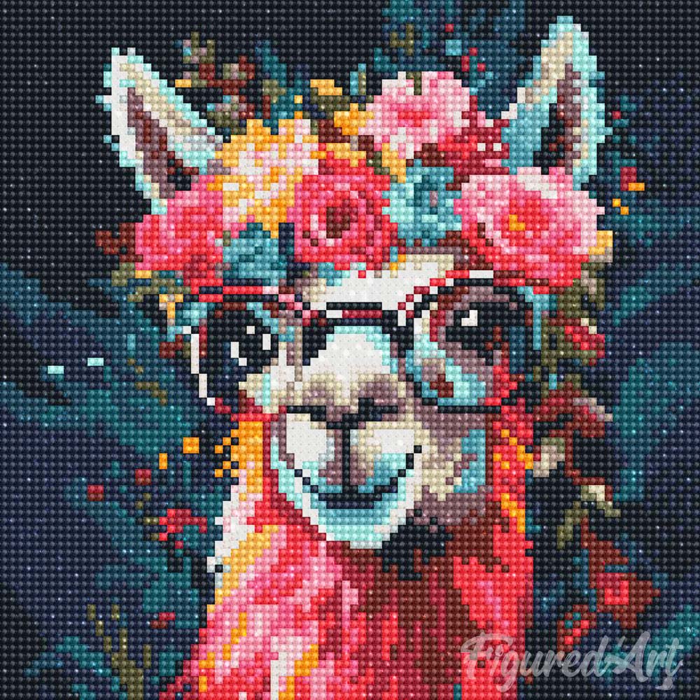 Diamond Art Kit 25x25cm - Fantasy Llama And Flowers
