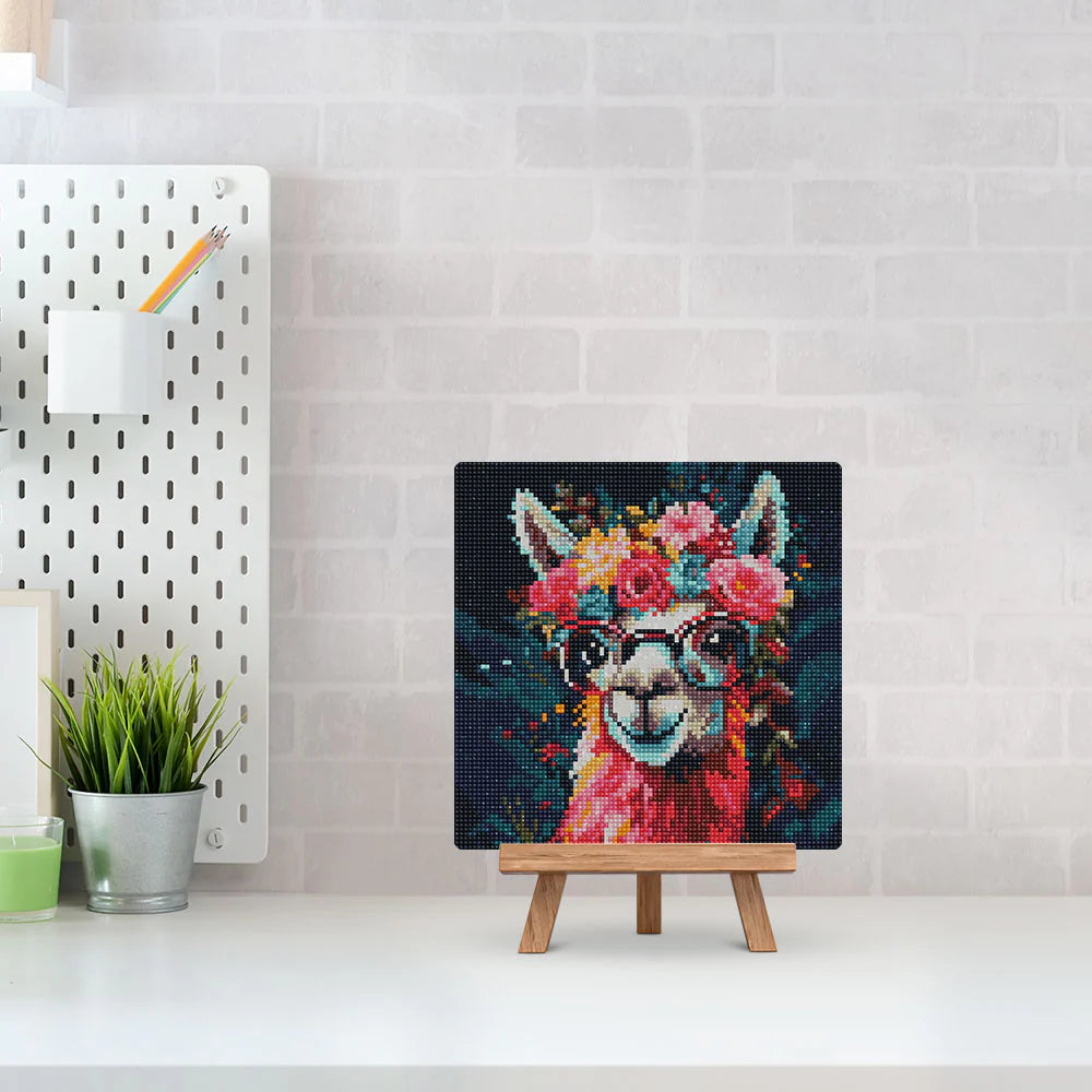 Diamond Art Kit 25x25cm - Fantasy Llama And Flowers