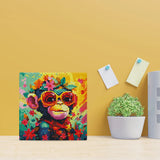 Diamond Art Kit 25x25cm - Fantasy Monkey & Flowers