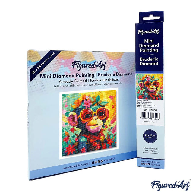 Diamond Art Kit 25x25cm - Fantasy Monkey & Flowers