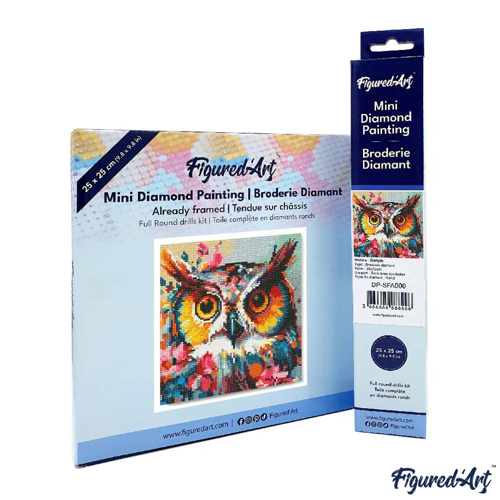 Diamond Art Kit 25x25cm - Fantasy Owl With Flowers