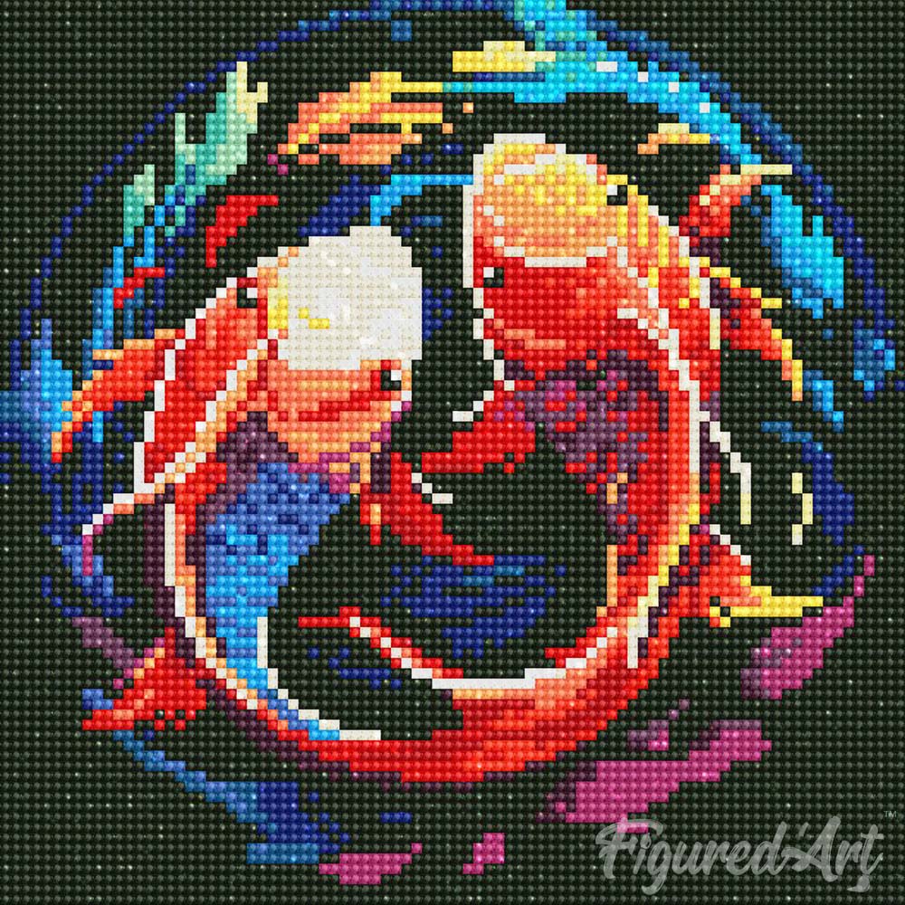 Diamond Art Kit 25x25cm - Colorful Koi Carps