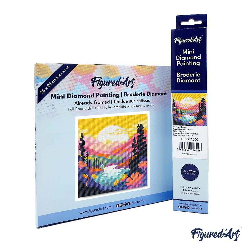 Diamond Art Kit 25x25cm - Colorful Sunset By The Lake