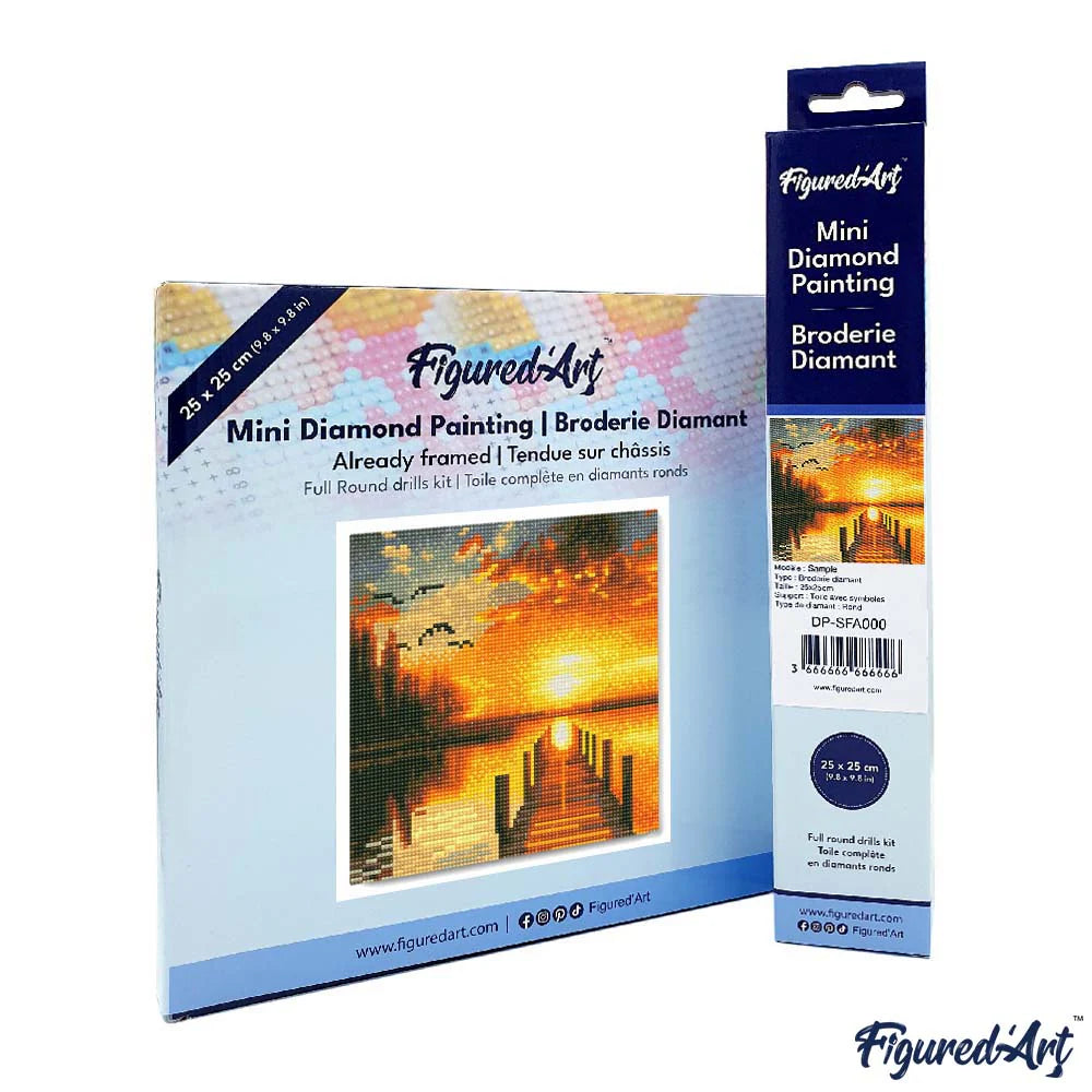 Diamond Art Kit 25x25cm - Golden Lake Sunset