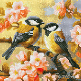 Diamond Art Kit 25x25cm - Pair Of Birds Amidst Blossoms