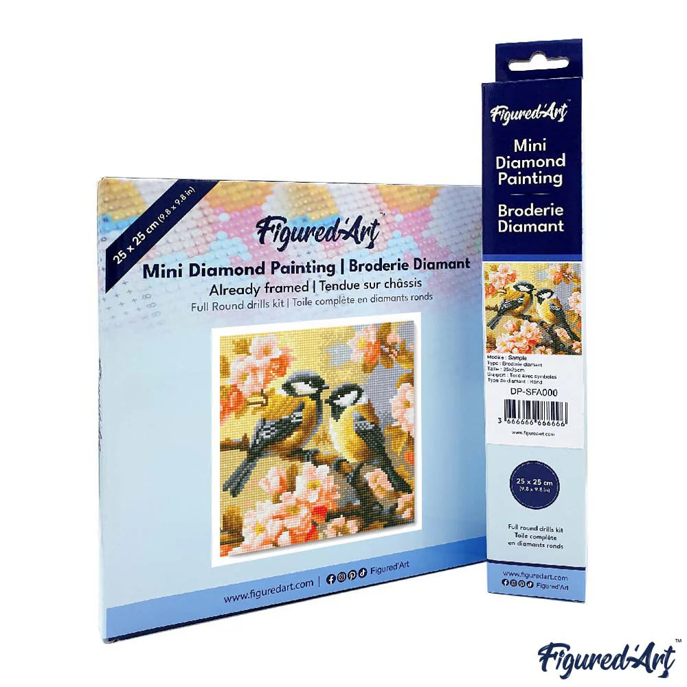 Diamond Art Kit 25x25cm - Pair Of Birds Amidst Blossoms