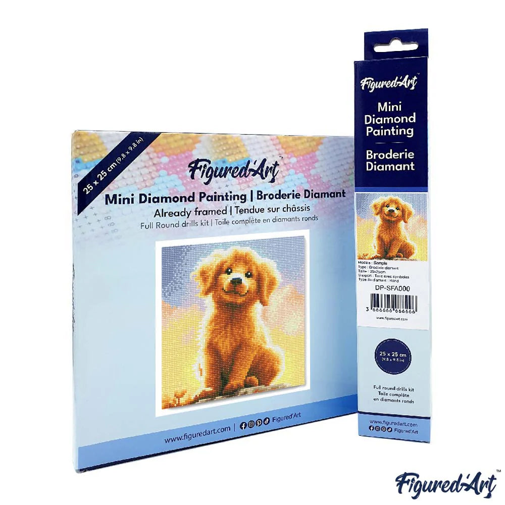 Diamond Art Kit 25x25cm - Cute Golden Retriever Pup