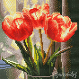 Diamond Art Kit 25x25cm - Peachy Tulips