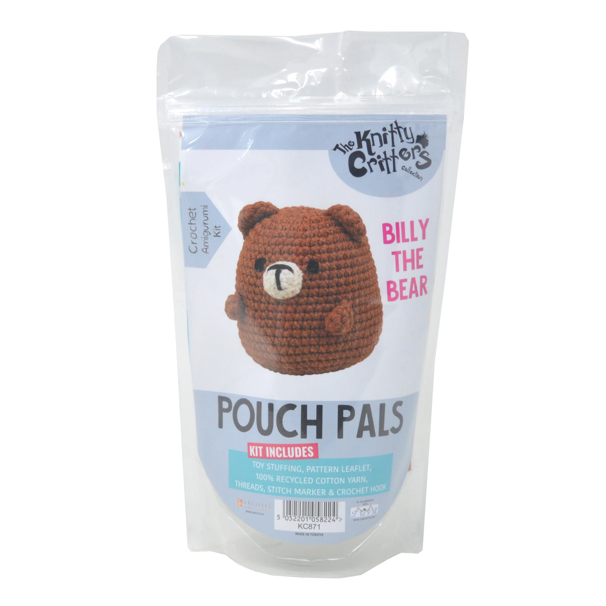 Knitty Critters Pouch Pals Crochet Kit - Billy The Bear
