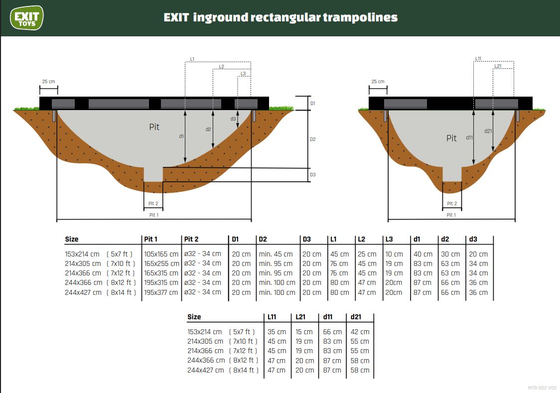 Rectangular Trampoline Dig Dimensions