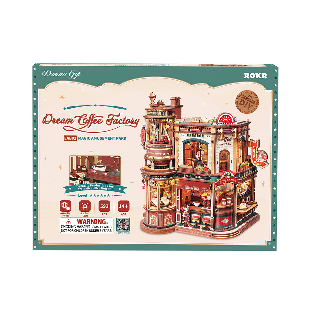 ROKR Music Box Wooden 3D Puzzle - Dream Coffee Factory