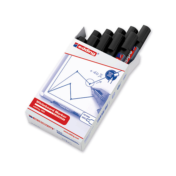 Edding 360 Drywipe Marker Black (Pack of 10) 4-360001
