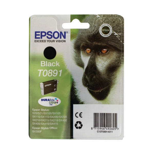Epson T0891 Ink Cartridge DURABrite Ultra Monkey Black C13T08914011