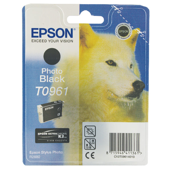 Epson T0961 Ink Cartridge Ultra Chrome K3 Husky Photo Black C13T09614010