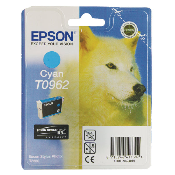 Epson T0962 Ink Cartridge Ultra Chrome K3 Husky Cyan C13T09624010