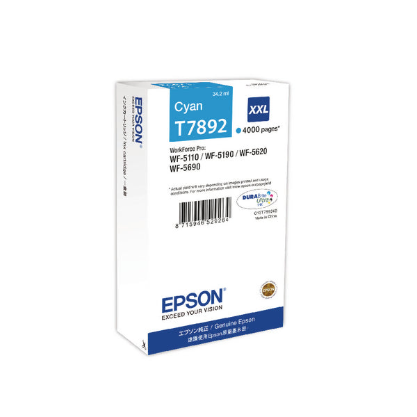 Epson T7892 Ink Cartridge DURABrite Ultra XXL Cyan C13T789240