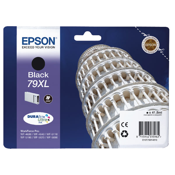 Epson 79XL Ink Cartridge DURABrite Ultra Ink High Yield Tower of Pisa Black C13T79014010