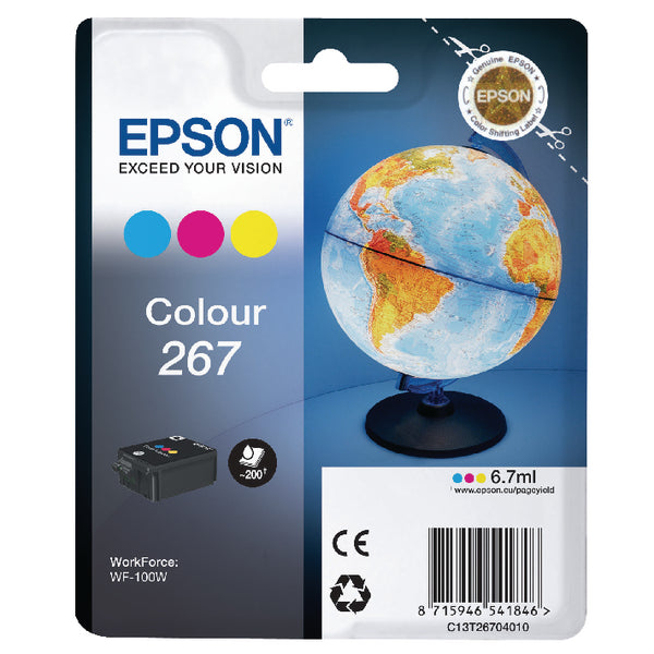 Epson 267 Ink Cartridge Globe Tri-Colour CMY C13T26704010