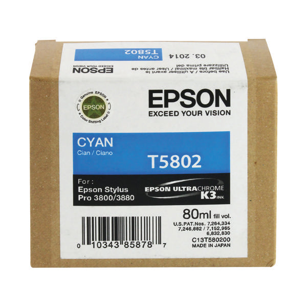 Epson T5802 Ink Cartridge Cyan