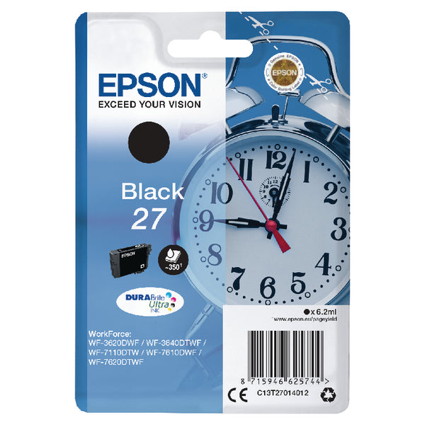 Epson 27 Ink Cartridge DURABrite Ultra Alarm Clock Black C13T27014012