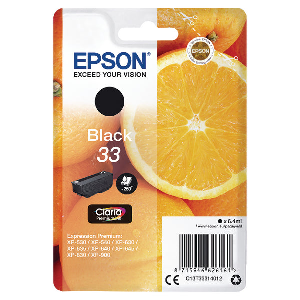 Epson 33 Ink Cartridge Claria Premium Oranges Black C13T33314012