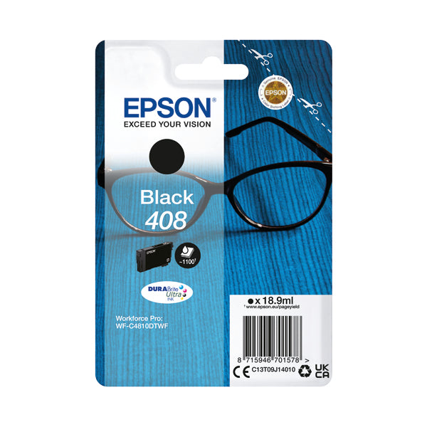 Epson 408 Ink Cartridge DURABrite Ultra Glasses Black C13T09J14010