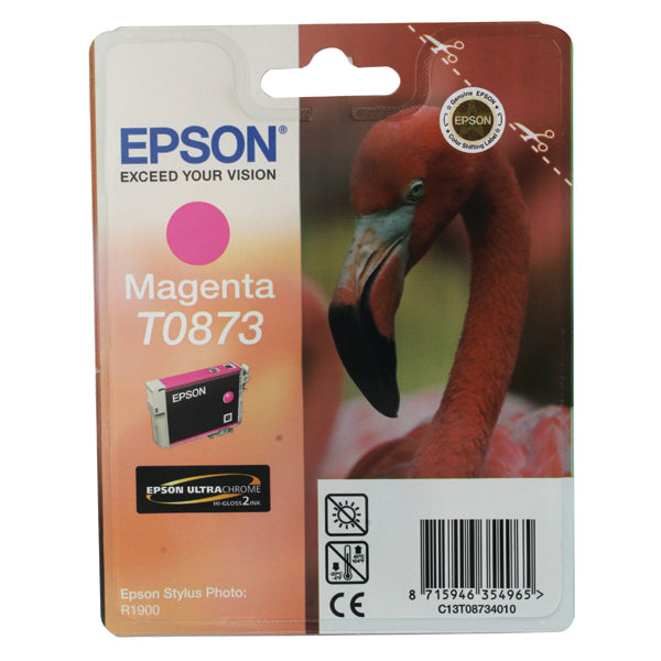 Epson T0873 Ink Cartridge Ultra Chrome Hi-Gloss 2 Flamingo Magenta C13T08734010