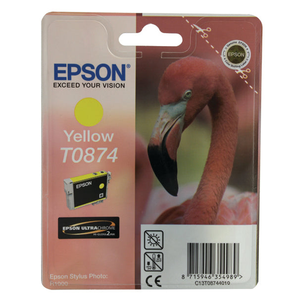 Epson T0874 Ink Cartridge Ultra Chrome Hi-Gloss 2 Flamingo Yellow C13T08744010