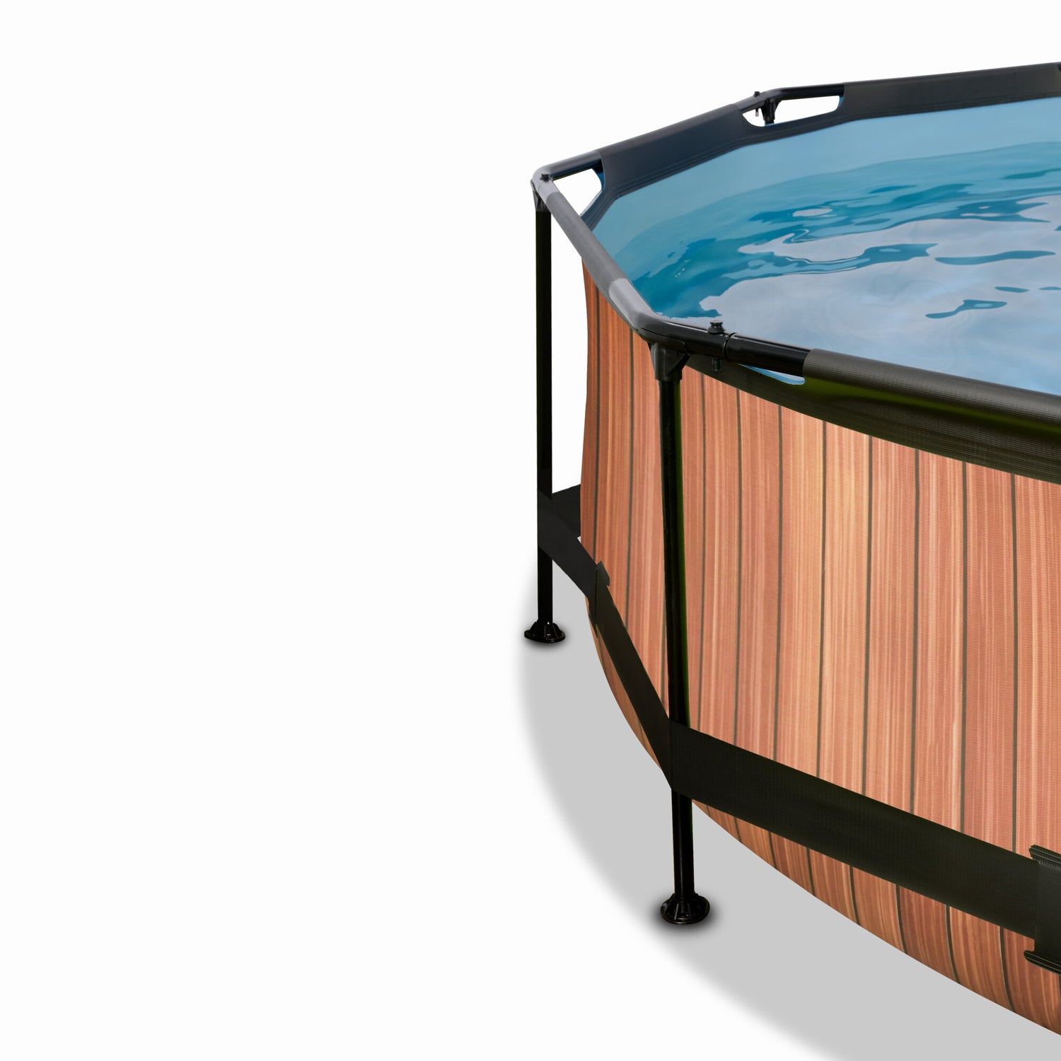 EXIT Brown Wood Frame Pool with Canopy - ø360x76cm (12V Cartridge filter)