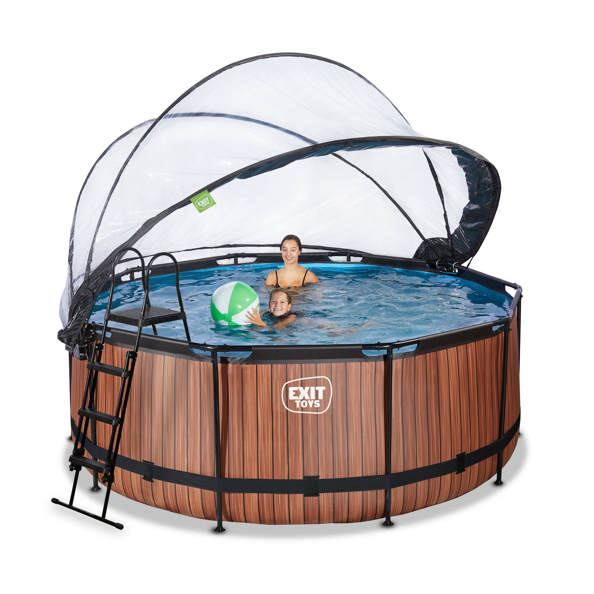 EXIT Brown Wood Round Frame Pool with Dome- 360