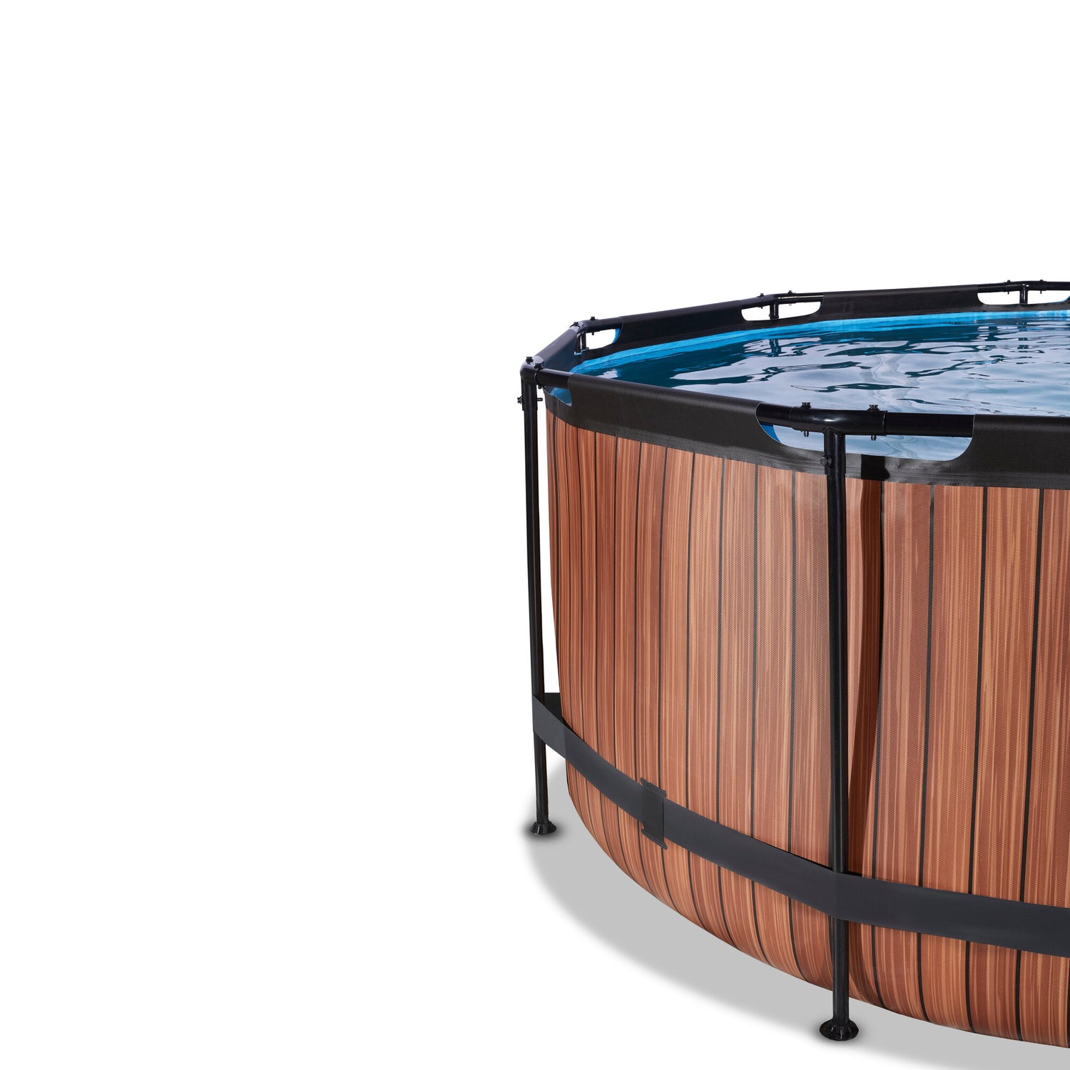 EXIT Brown Wood Round Frame Pool with Dome- 360 side profile