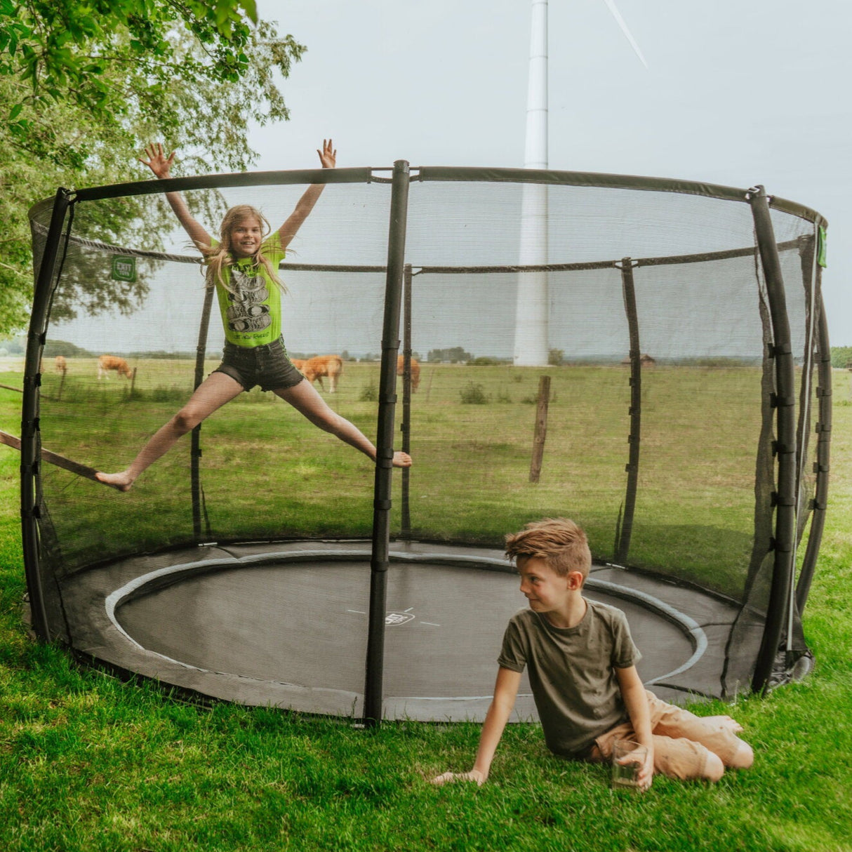 EXIT Dynamic Groundlevel Trampoline - 10 Foot (Black)
