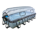 EXIT Grey Stone Rectangular Frame Pool with closed dome cover