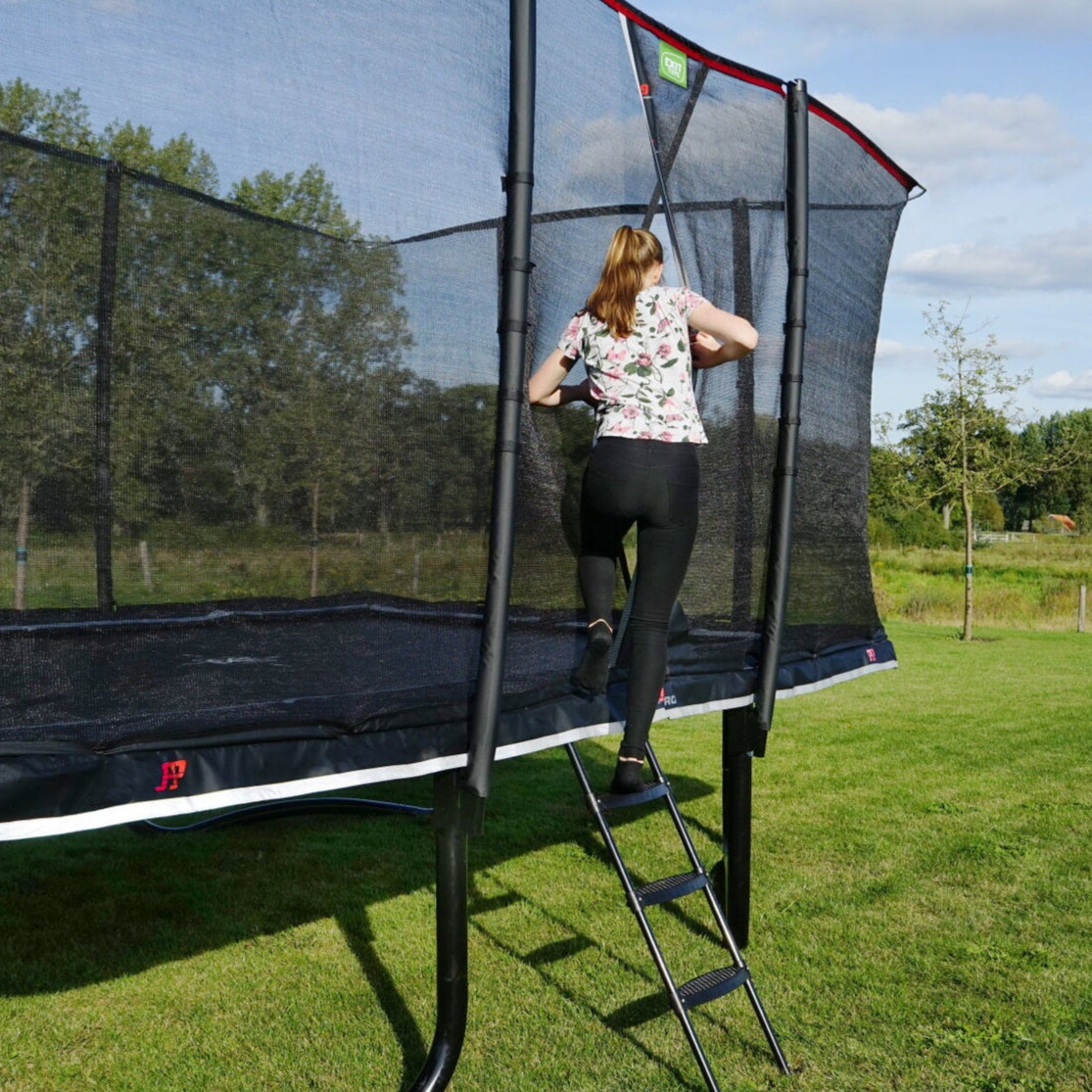 EXIT PeakPro Rectangle Trampoline Outside Action