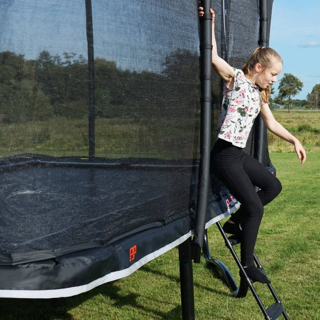 EXIT PeakPro Rectangle Trampoline Outside Action
