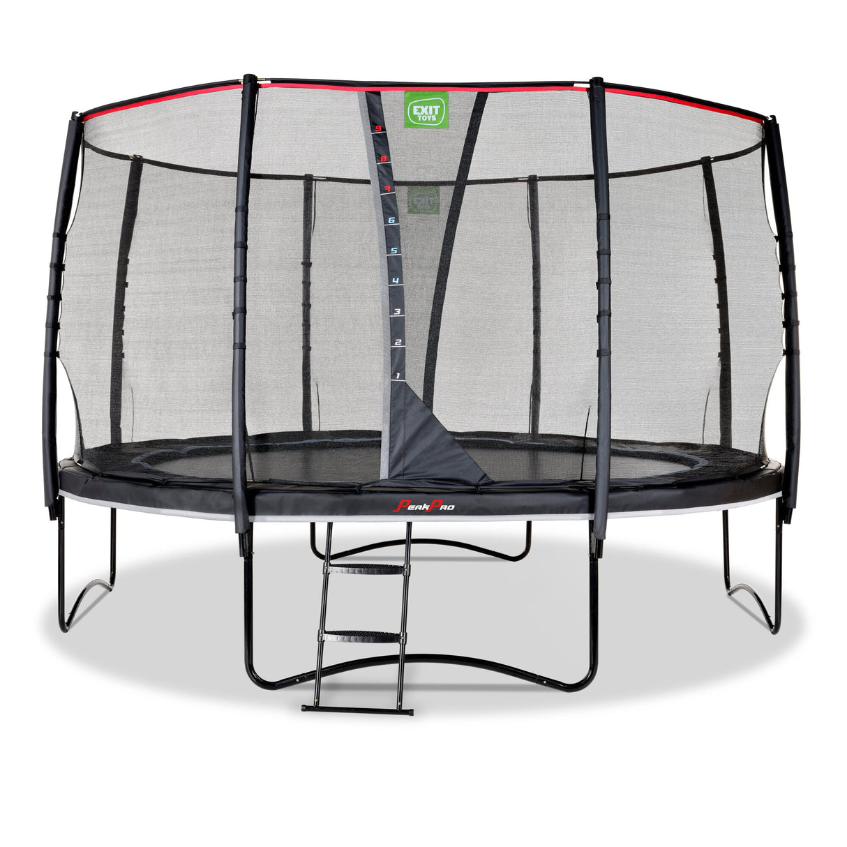 Trampoline with safety net and ladder on a white background